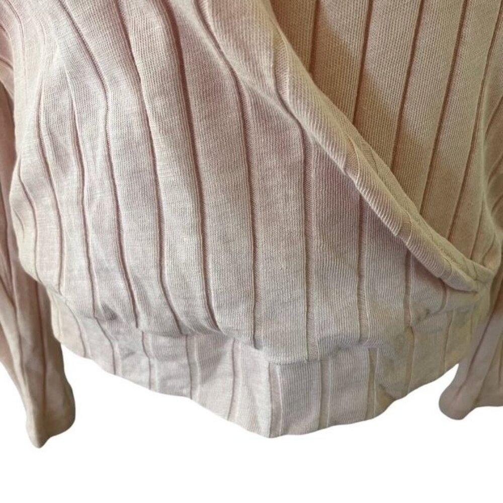 Sanctuary Polina Over the Rainbow Pink Ribbed Surplice Faux Wrap Blouse Size L - Picture 4 of 9